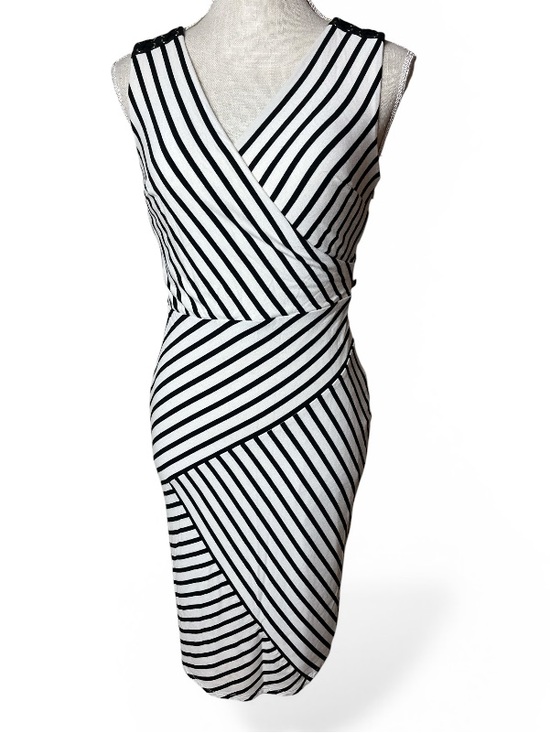 White House Black Market Dresses & Skirts - White House Black Market Striped Sheath Dress Black & White Wrap Dress - 2
